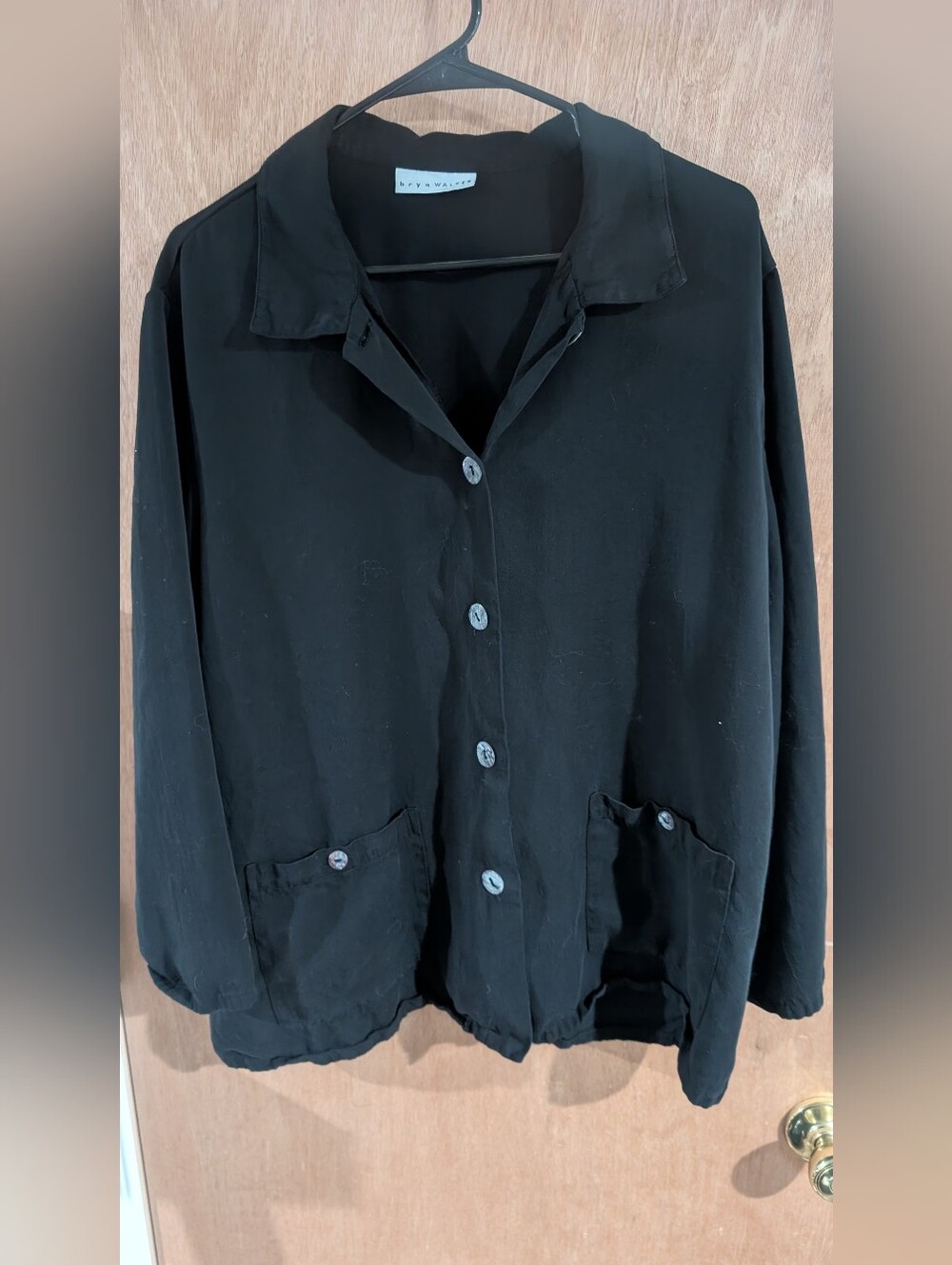 Black Button-Front Relaxed Jacket